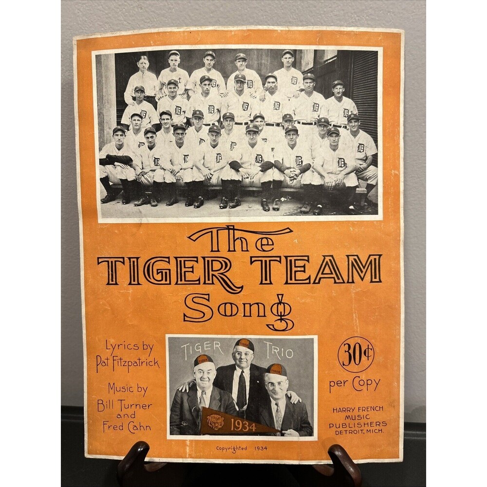 1934 Champion Detroit Tigers Baseball Sheet Music with Hank Greenberg Michigan
